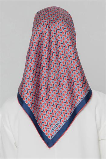 Armine İpek Eşarp Nostalji - 8401-31 Turuncu Mavi Twill