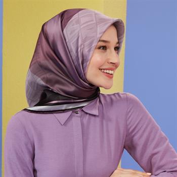 Armine İpek Eşarp Nostalji - 8516-02 Siyah Mor Twill