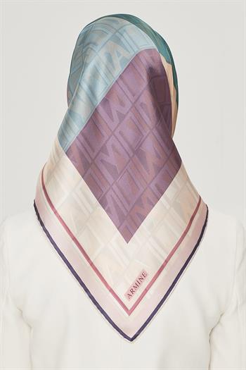 Armine İpek Eşarp Nostalji - 8516-38 Pembe Mavi Twill