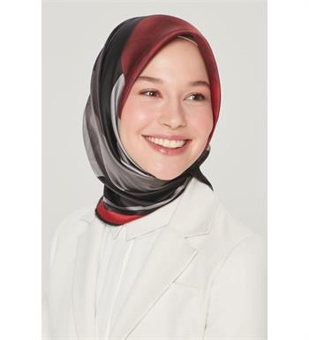 Armine İpek Eşarp Nostalji - 8516-82 Siyah Bordo Twill