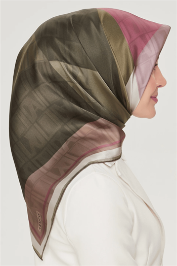Armine İpek Eşarp Nostalji - 8516-84 Haki Pudra Twill