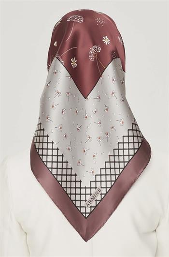 Armine İpek Eşarp Nostalji - 8517-07 Bordo Twill