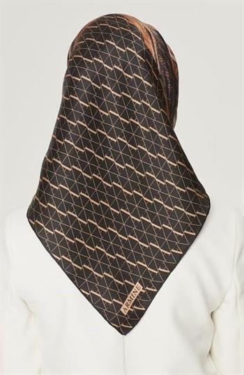 Armine İpek Eşarp Nostalji - 8519-01 Siyah Kahve Twill