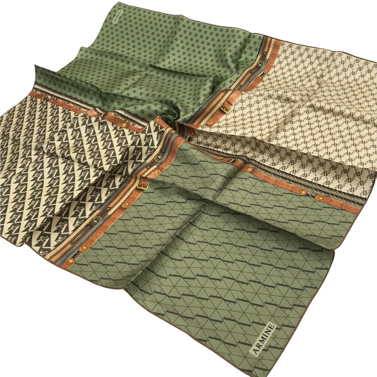 Armine İpek Eşarp Nostalji - 8519-06 Yağ Yeşili Twill