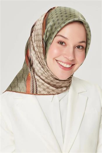 Armine İpek Eşarp Nostalji - 8519-06 Yağ Yeşili Twill