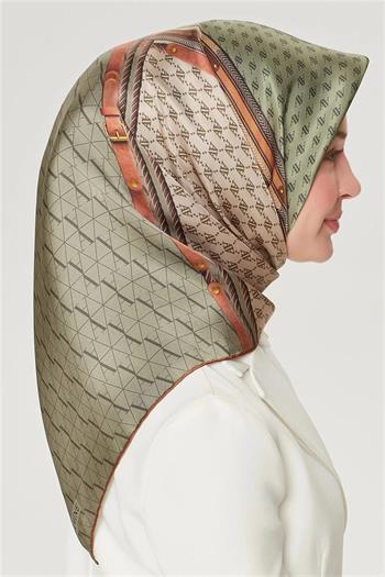 Armine İpek Eşarp Nostalji - 8519-06 Yağ Yeşili Twill