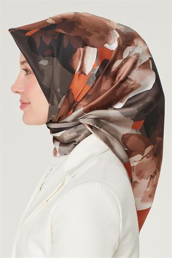 Armine İpek Eşarp Nostalji - 8534-31 Kahve Kiremit Twill