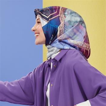 Armine İpek Eşarp Nostalji - 8540-09 Mor Twill