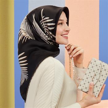 Armine İpek Eşarp Nostalji - 8548-09 Siyah Vizon Sura