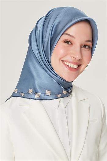 Armine İpek Eşarp Nostalji - 8553-82 Bebe Mavi Twill
