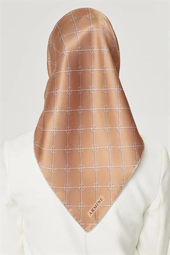 Armine İpek Eşarp Nostalji - 8555-04 Koyu Bej Twill