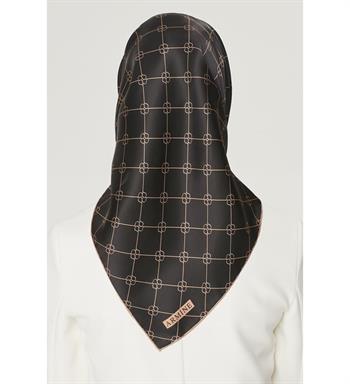 Armine İpek Eşarp Nostalji - 8555-11 Siyah Kahve Twill