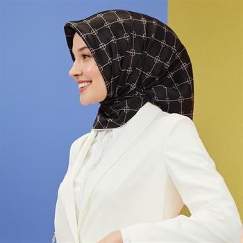 Armine İpek Eşarp Nostalji - 8555-14 Siyah Beyaz Twill
