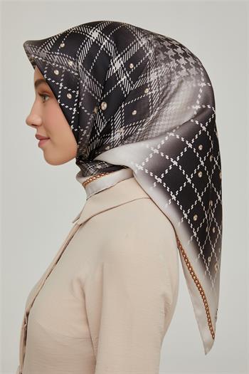 Armine İpek Eşarp Nostalji - 8612-04 Krem Siyah Twill