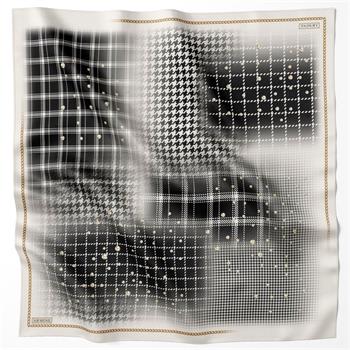 Armine İpek Eşarp Nostalji - 8612-04 Krem Siyah Twill