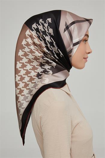 Armine İpek Eşarp Nostalji - 8620-04 Siyah Bordo Sura