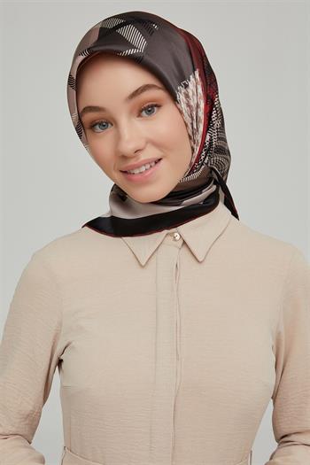 Armine İpek Eşarp Nostalji - 8620-04 Siyah Bordo Sura