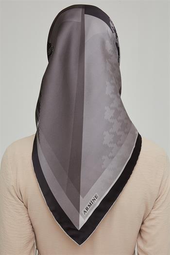 Armine İpek Eşarp Nostalji - 8620-05 Siyah Gri Twill