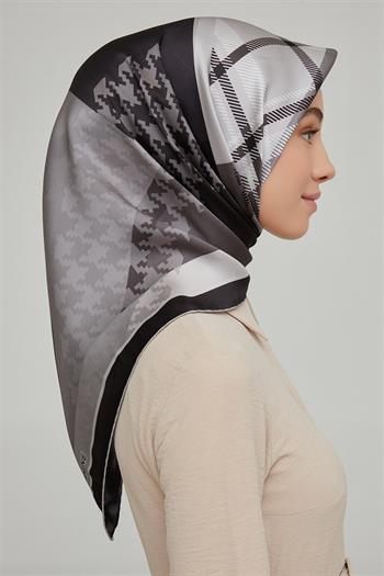 Armine İpek Eşarp Nostalji - 8620-05 Siyah Gri Twill