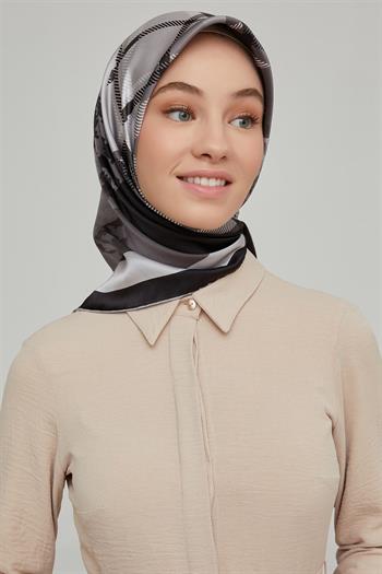 Armine İpek Eşarp Nostalji - 8620-05 Siyah Gri Twill