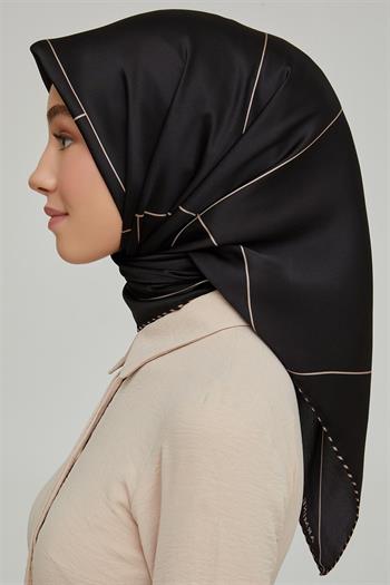 Armine İpek Eşarp Nostalji - 8655-01 Siyah Vizon Twill