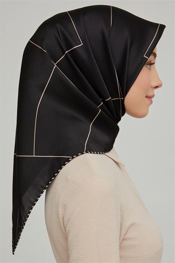Armine İpek Eşarp Nostalji - 8655-01 Siyah Vizon Twill