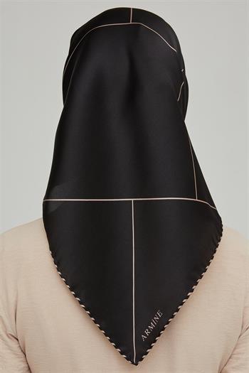 Armine İpek Eşarp Nostalji - 8655-01 Siyah Vizon Twill