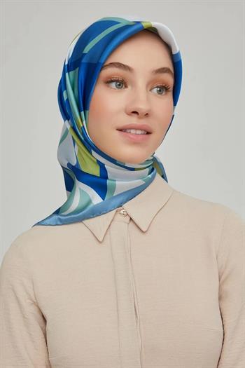 Armine İpek Eşarp Nostalji - 8664-02 Mavi Yeşil Twill