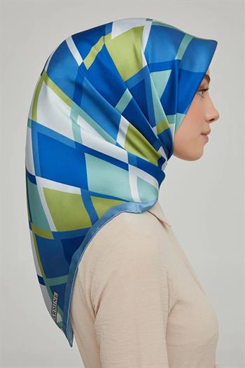 Armine İpek Eşarp Nostalji - 8664-02 Mavi Yeşil Twill