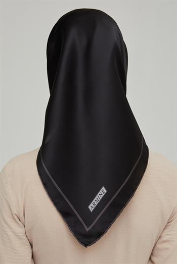 Armine İpek Eşarp Nostalji - 8668-01 Siyah Gri Twill