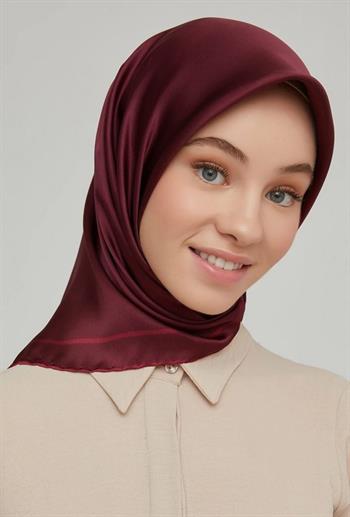 Armine İpek Eşarp Nostalji - 8668-14 Bordo Twill