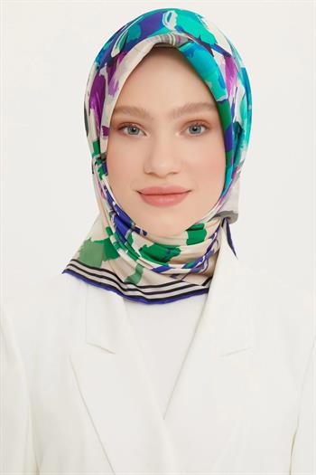 Armine İpek Eşarp Nostalji - 8713-51 Mor Mavi Sura