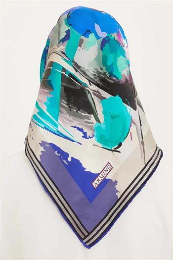 Armine İpek Eşarp Nostalji - 8713-51 Mor Mavi Sura