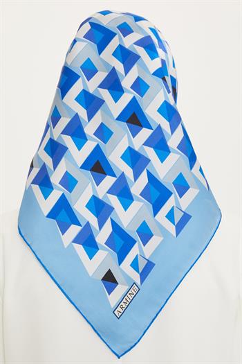 Armine İpek Eşarp Nostalji - 8720-52 Mavi Twill