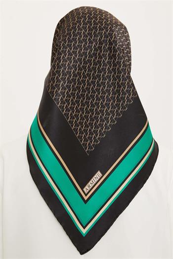 Armine İpek Eşarp Nostalji - 8724-37 Siyah Yeşil Twill