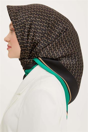 Armine İpek Eşarp Nostalji - 8724-37 Siyah Yeşil Twill