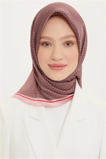 Armine İpek Eşarp Nostalji - 8733-31 Pudra Kırmızı Twill