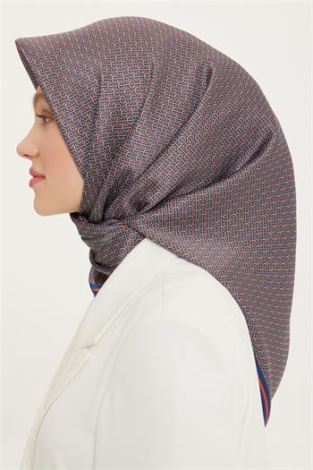 Armine İpek Eşarp Nostalji - 8733-33 Mavi Turuncu Twill