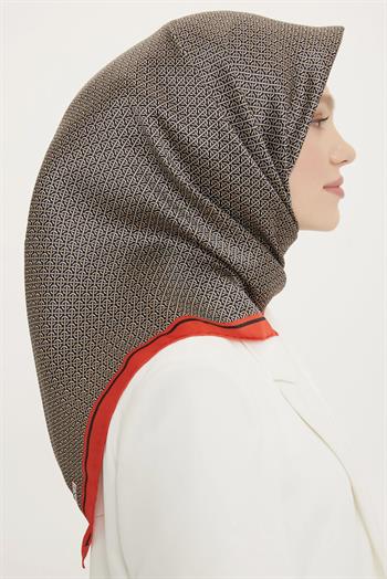 Armine İpek Eşarp Nostalji - 8733-40 Siyah Bordo Twill