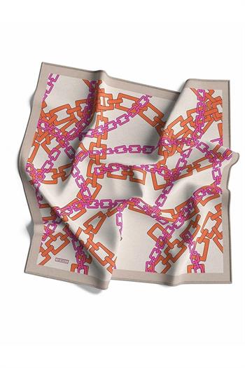 Armine İpek Eşarp Nostalji - 8736-11 Krem Turuncu Twill