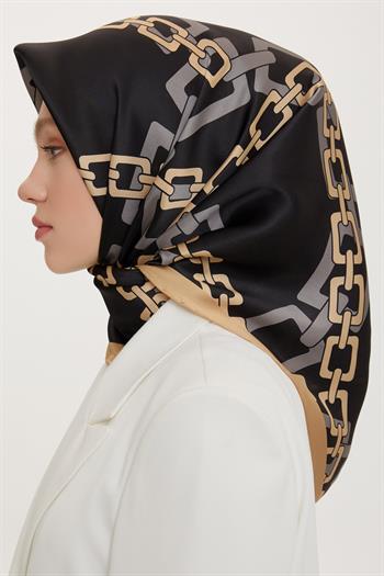 Armine İpek Eşarp Nostalji - 8736-36 Siyah Kahve Sura