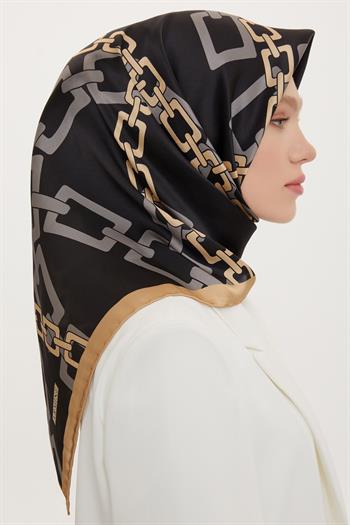 Armine İpek Eşarp Nostalji - 8736-36 Siyah Kahve Sura