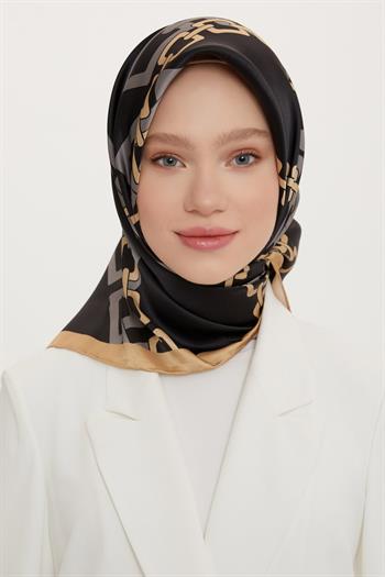 Armine İpek Eşarp Nostalji - 8736-36 Siyah Kahve Sura