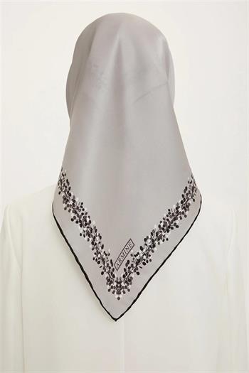 Armine İpek Eşarp Nostalji - 8765-55 Gümüş Siyah Twill