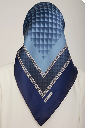Armine İpek Eşarp Nostalji - 8834-51 Lacivert Mavi Twill