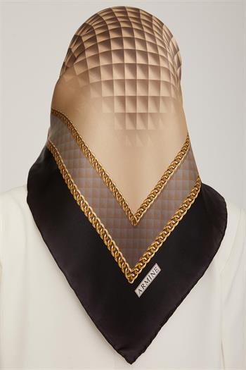 Armine İpek Eşarp Nostalji - 8834-54 Siyah Bej Twill