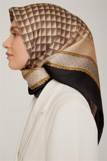 Armine İpek Eşarp Nostalji - 8834-54 Siyah Bej Twill
