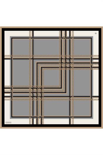 Armine İpek Eşarp Nostalji - 8845-03 Gri Siyah Twill