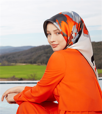 Armine İpek Eşarp Nostalji - 8935-31 Turuncu Sura