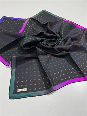 Armine İpek Eşarp Nostalji - 8936-53 Siyah Mor Twill